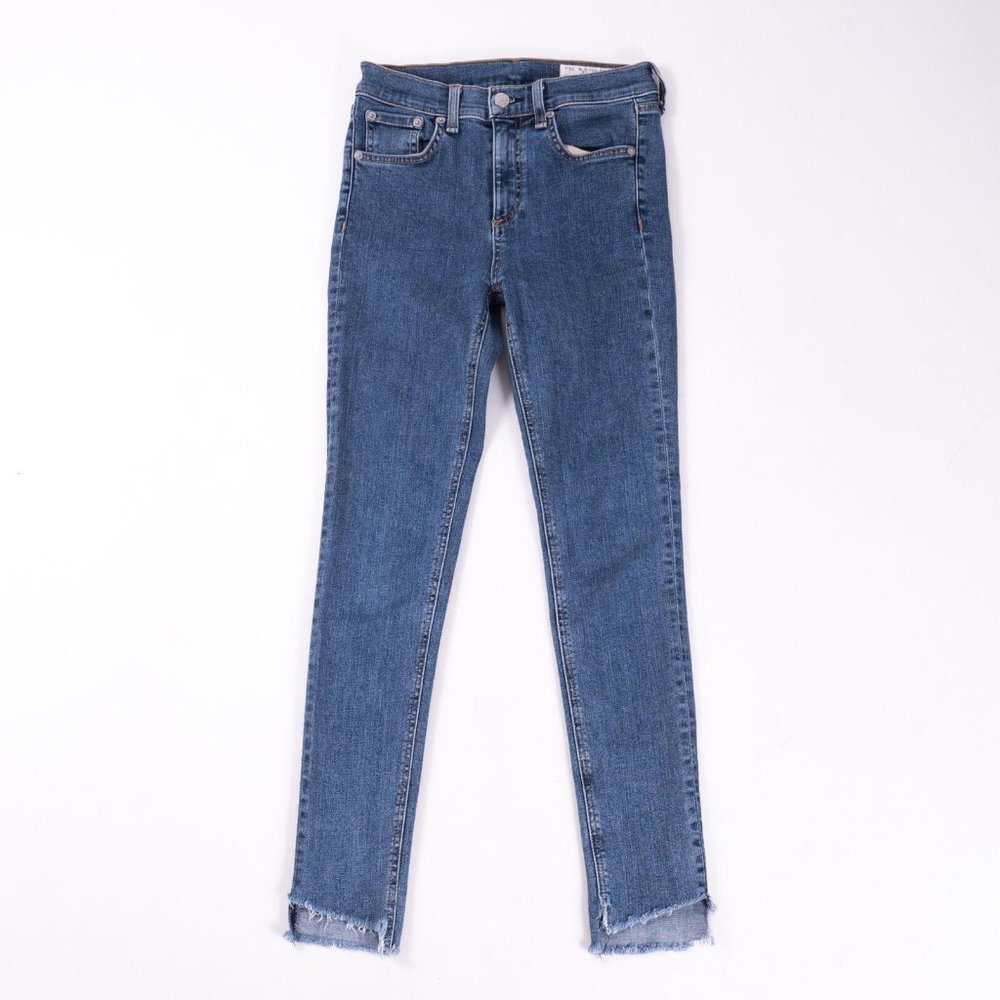 Rag & Bone Medium Wash Skinny Frayed Hem Jeans Women's SZ 25